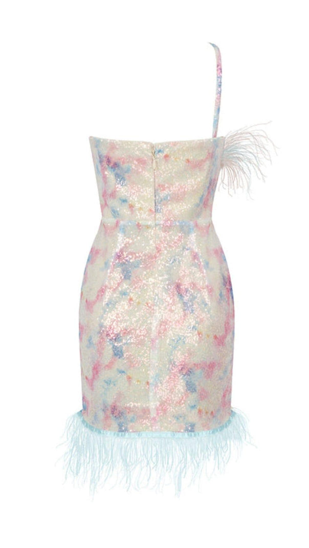 AIIZIE FEATHER SEQUIN MINI DRESS - product image