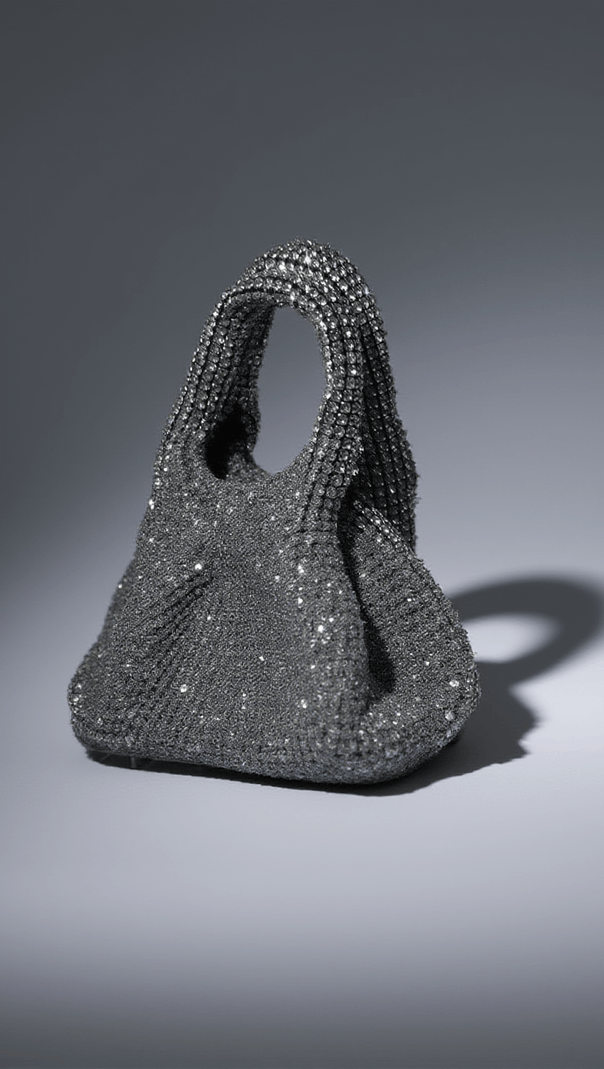 AIIZIE BELLATRIX CRYSTAL BUCKET BAG IN SILVER - product image