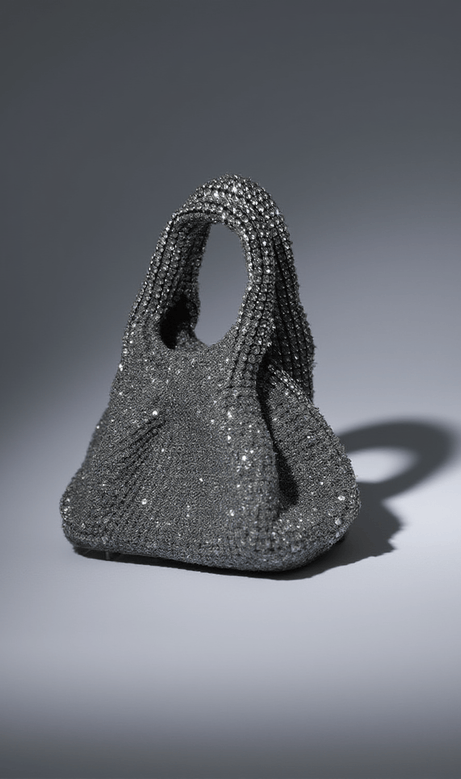 Bellatrix Crystal Bucket Bag In Silver