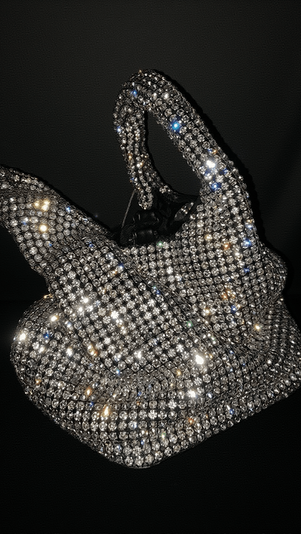 AIIZIE BELLATRIX CRYSTAL BUCKET BAG IN SILVER - product image
