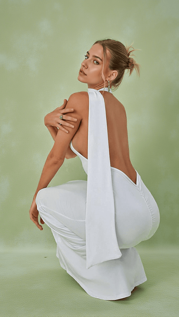 AIIZIE TOULA BACKLESS MAXI DRESS IN WHITE - product image