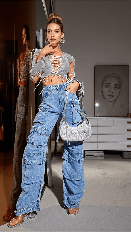 MISTY RHINESTONE SHOULDER BAG IN SILVER