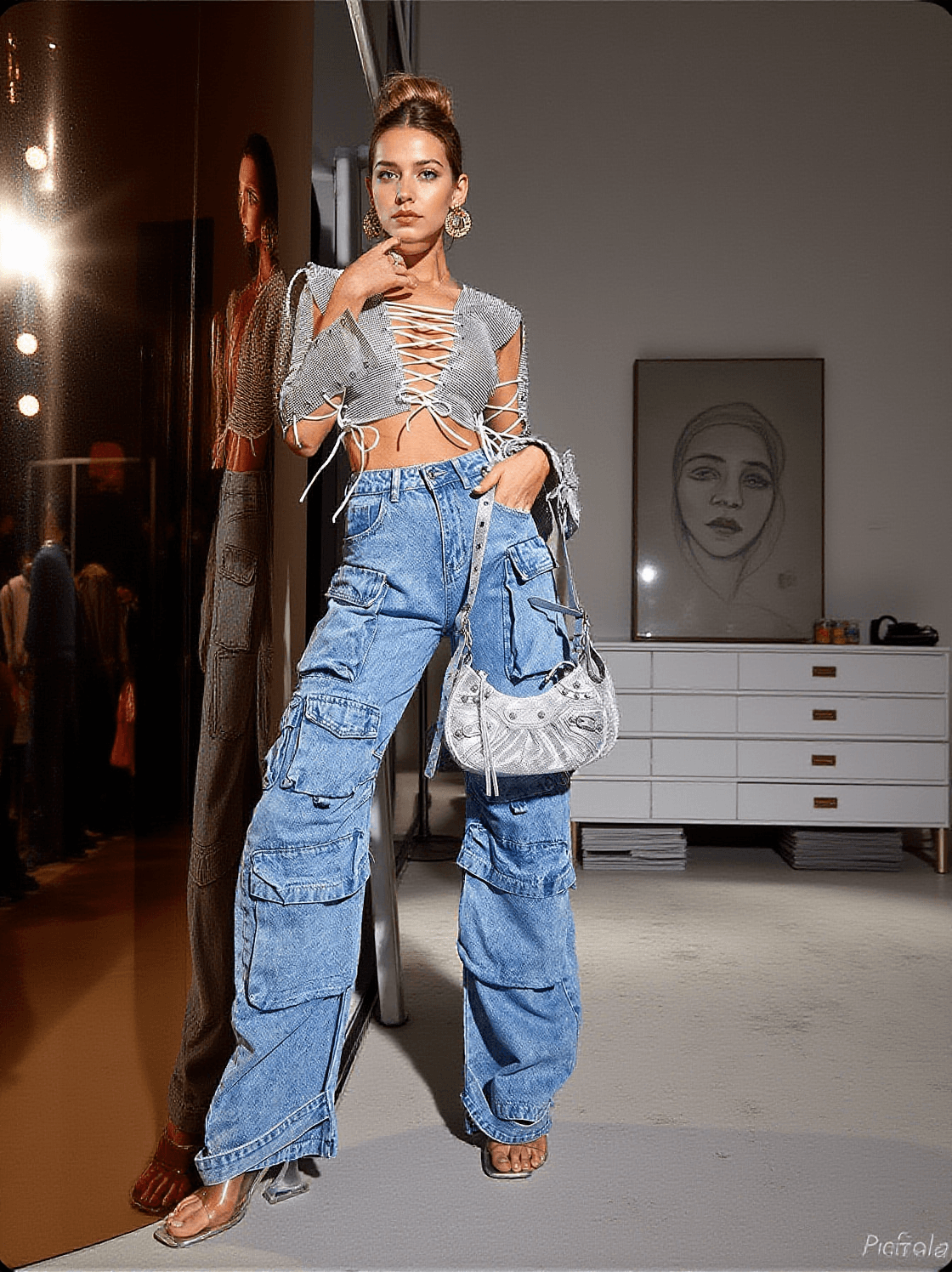 MISTY RHINESTONE SHOULDER BAG IN SILVER