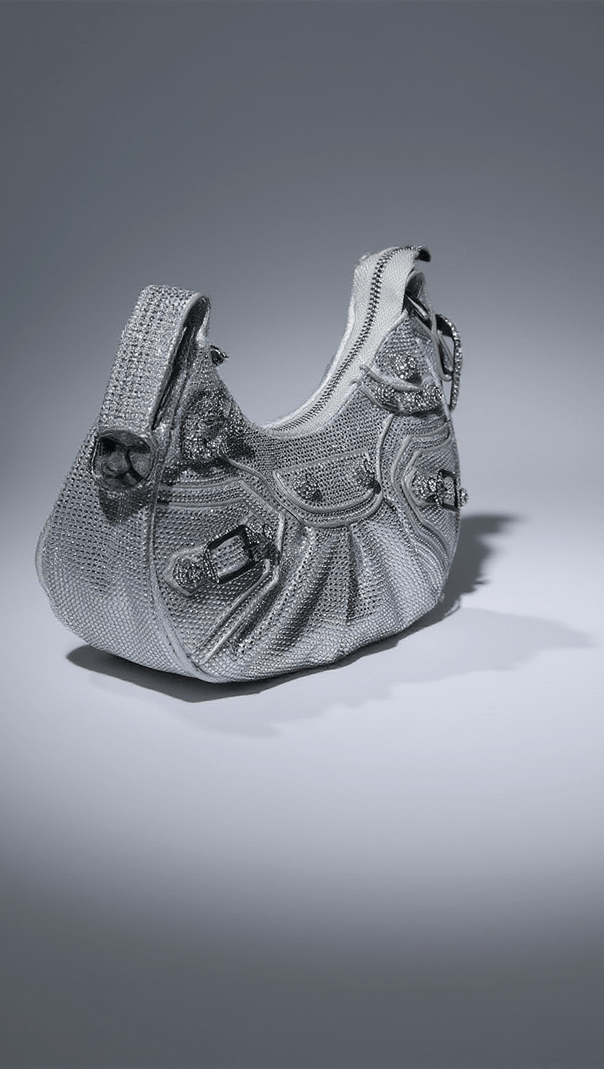AIIZIE MISTY RHINESTONE SHOULDER BAG IN SILVER - product image