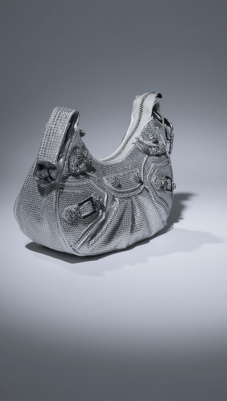 MISTY RHINESTONE SHOULDER BAG IN SILVER