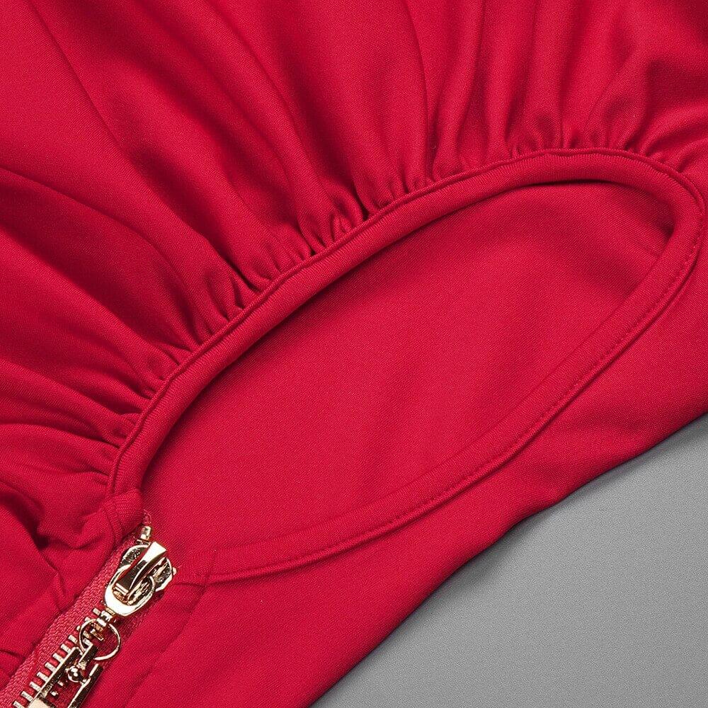 AIIZIE SLASH NECK PLEATED MAXI DRESS IN RED - product image