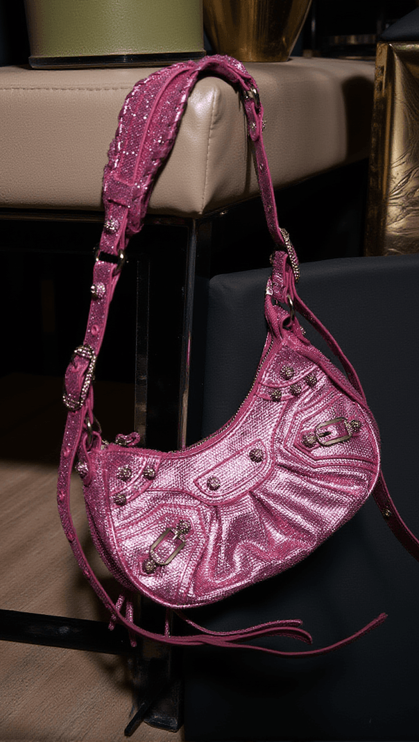 AIIZIE MISTY RHINESTONE SHOULDER BAG IN HOT PINK - product image