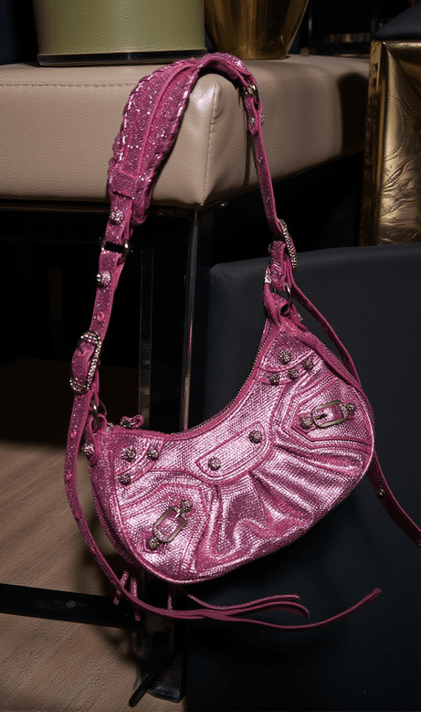 Misty Rhinestone Shoulder Bag In Hot Pink