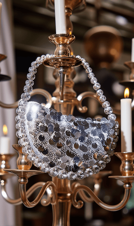Sofia Rhinestone Sequin Clutch In Silver