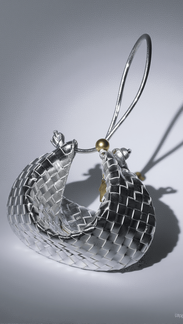 AIIZIE MIDGE WOVEN DRAWSTRING BAG IN SILVER - product image