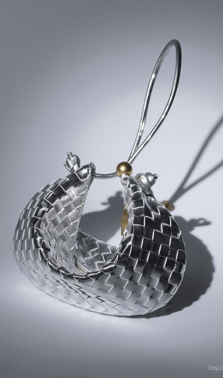 Midge Woven Drawstring Bag In Silver