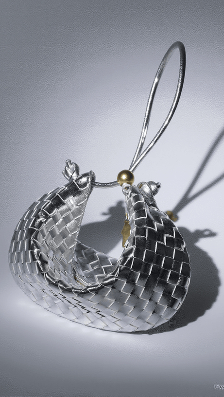 MIDGE WOVEN DRAWSTRING BAG IN SILVER