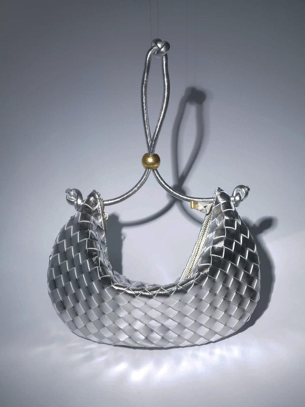 Midge Woven Drawstring Bag In Silver