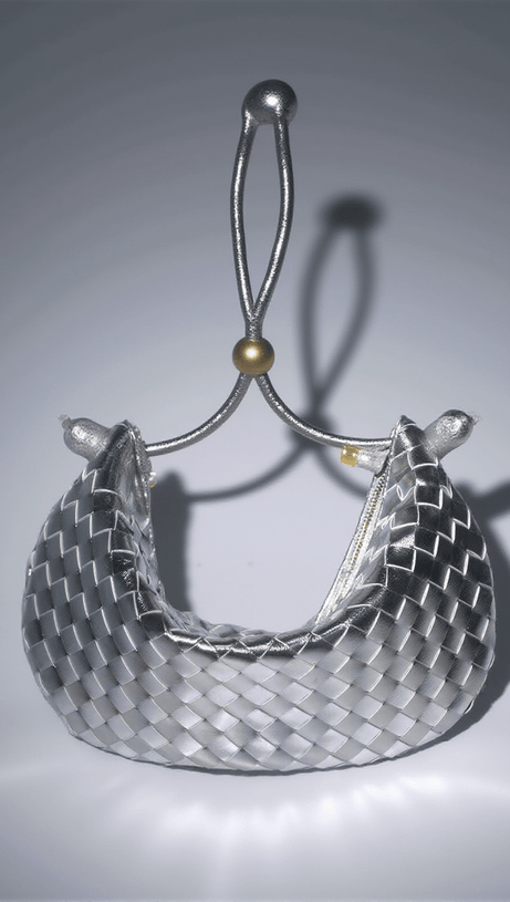 BORSA CON COULISSE INTRECCIATA MIDGE IN ARGENTO