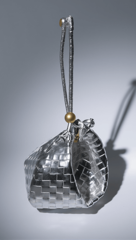 BORSA CON COULISSE INTRECCIATA MIDGE IN ARGENTO