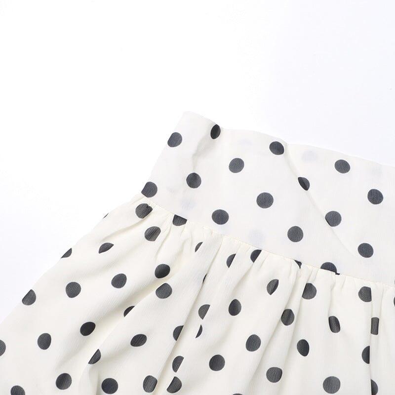 POLKA DOT SKIRT SET IN WHITE