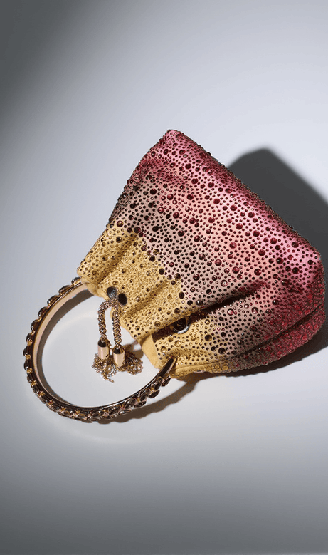Mattea Crystal Embellished Bucket Bag In Ombre