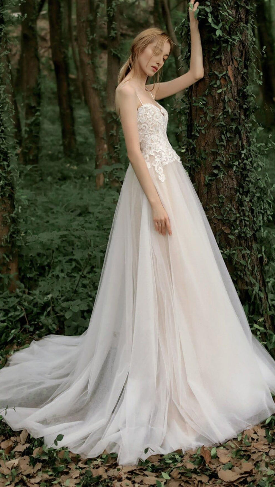 MESH LACE HALTER SIMPLE MORI MAXI DRESS IN WHITE