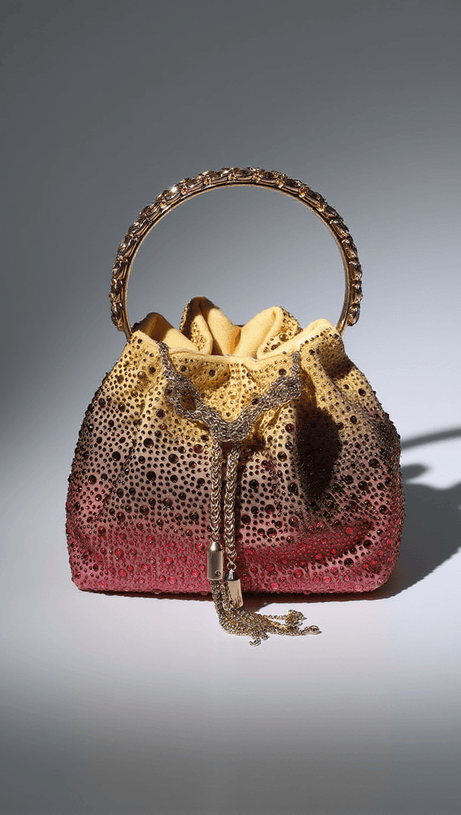 MATTEA CRYSTAL EMBELLISHED BUCKET BAG IN OMBRE