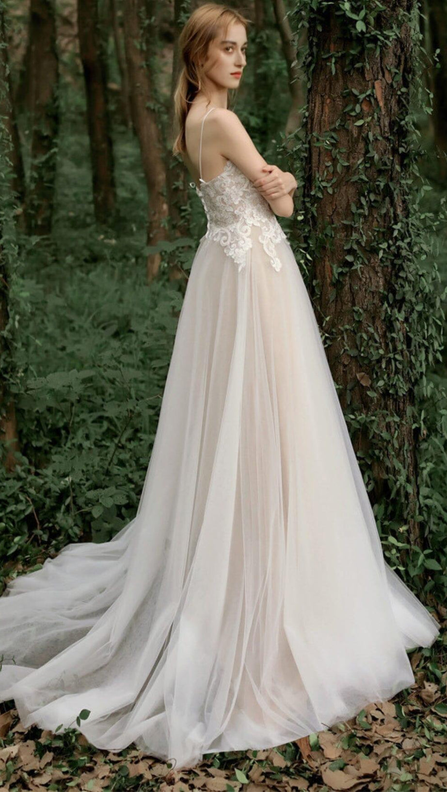 MESH LACE HALTER SIMPLE MORI MAXI DRESS IN WHITE