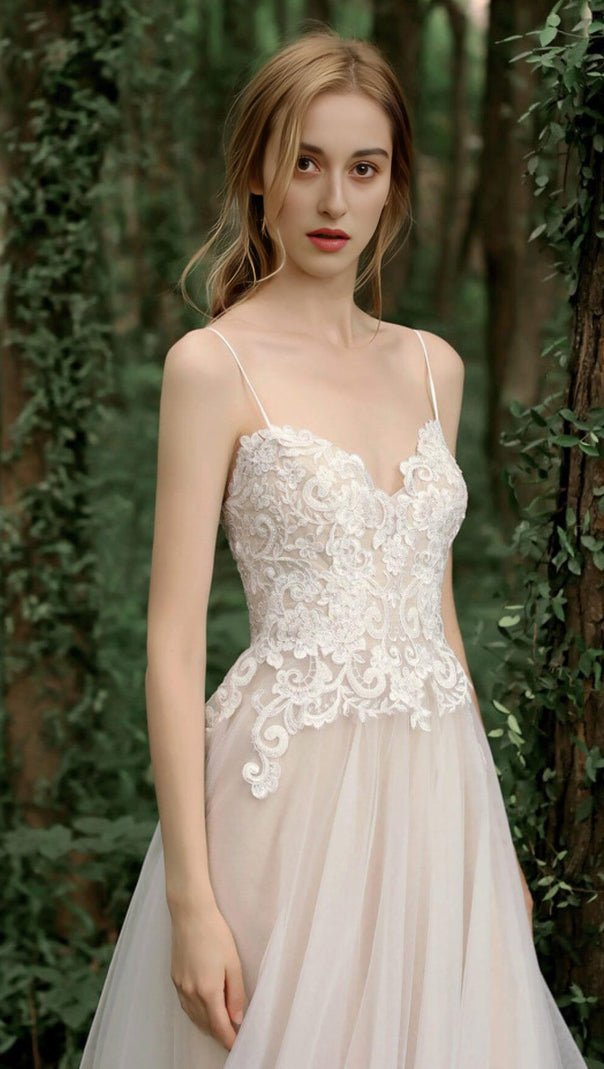 AIIZIE MESH LACE HALTER SIMPLE MORI MAXI DRESS IN WHITE - product image