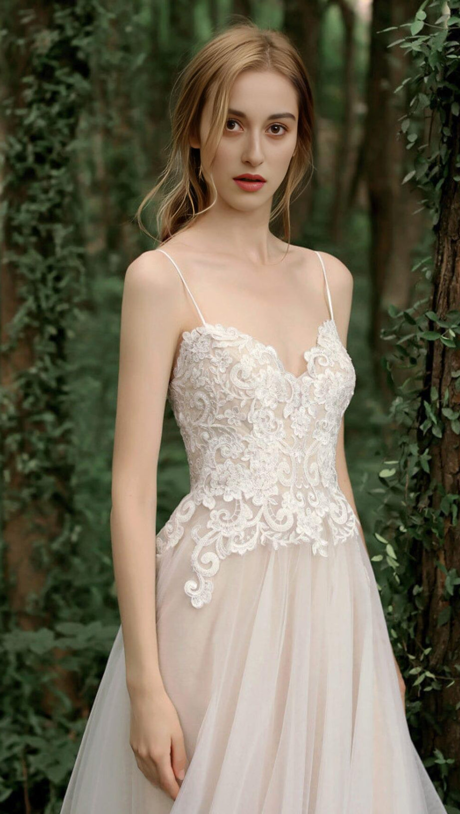 MESH LACE HALTER SIMPLE MORI MAXI DRESS IN WHITE