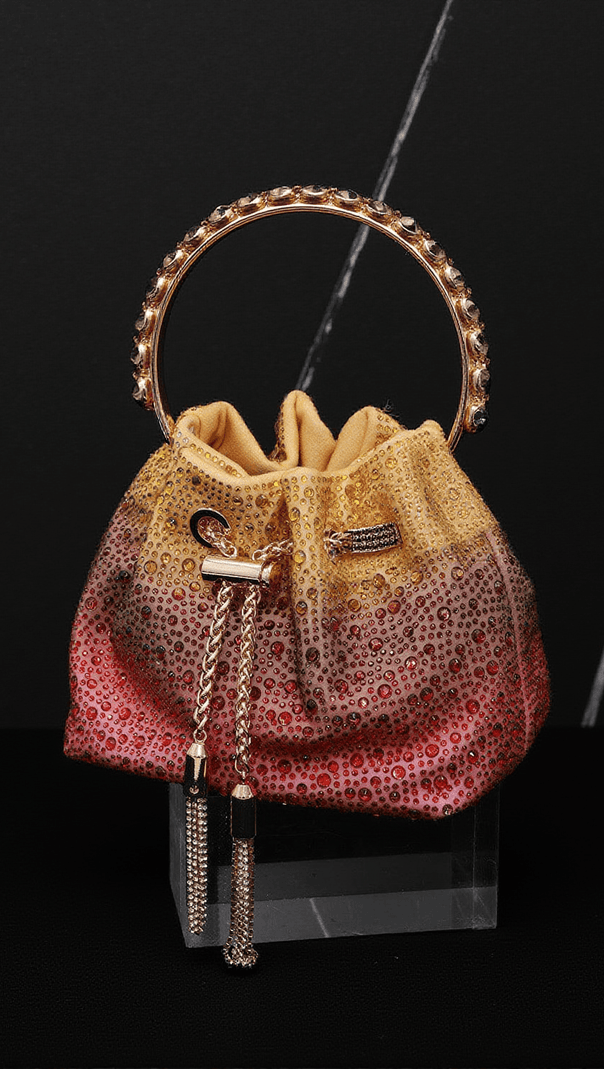 AIIZIE MATTEA CRYSTAL EMBELLISHED BUCKET BAG IN OMBRE - product image