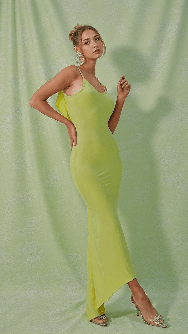AIIZIE MARZIA BACKLESS MAXI DRESS IN GREEN - product image