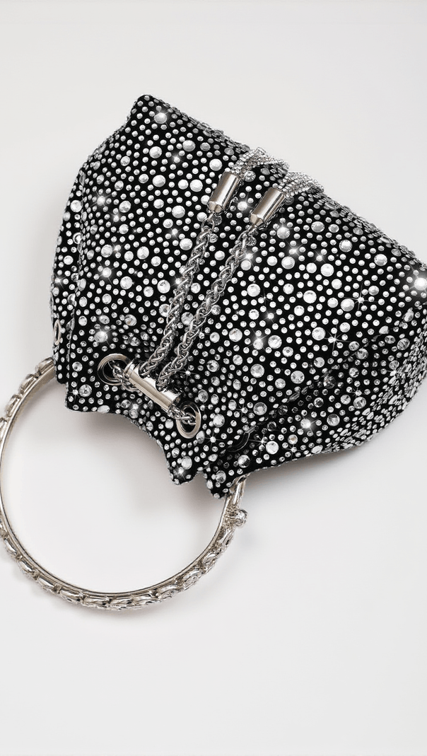 AIIZIE MATTEA CRYSTAL EMBELLISHED BUCKET BAG IN BLACK - product image