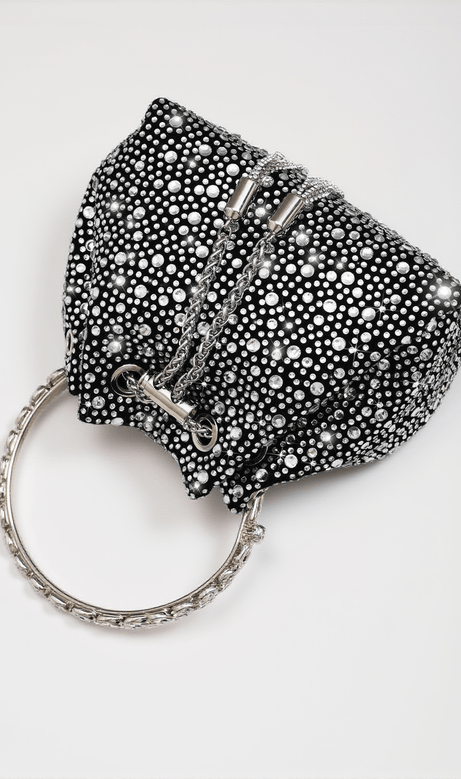 Mattea Crystal Embellished Bucket Bag In Black
