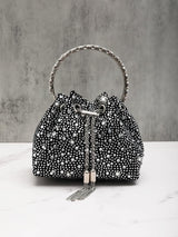 Mattea Crystal Embellished Bucket Bag In Black