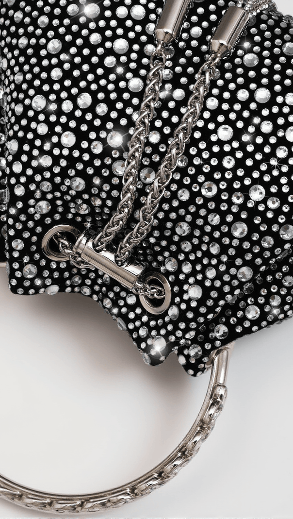 AIIZIE MATTEA CRYSTAL EMBELLISHED BUCKET BAG IN BLACK - product image