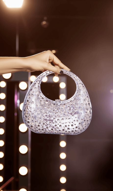 Asher – Transparente, verzierte Tasche in Blau