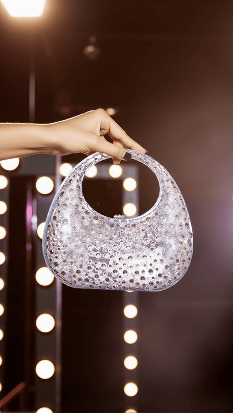 ASHER CLEAR EMBELLISHED BAG IN BLUE