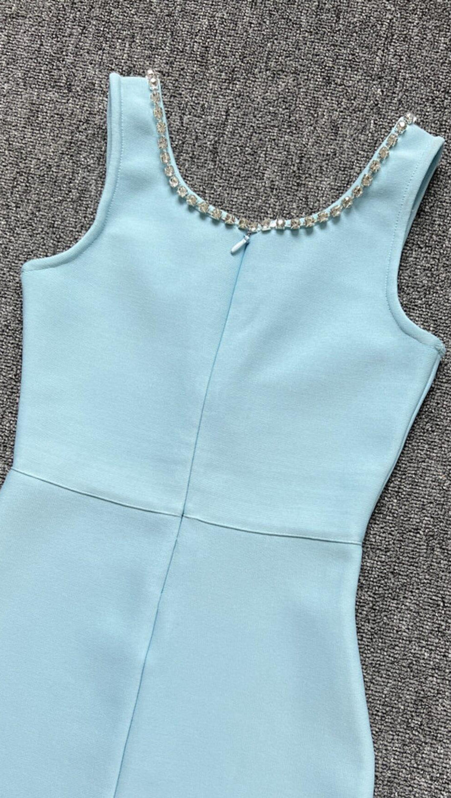 BANDAGE FISHTAIL SLEEVELESS HIGH WAIST MAXI DRESS IN AQUAMARINE