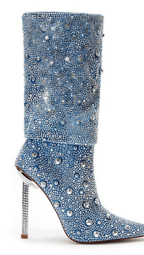 Mia Strass Glitzer Denim Stiefel
