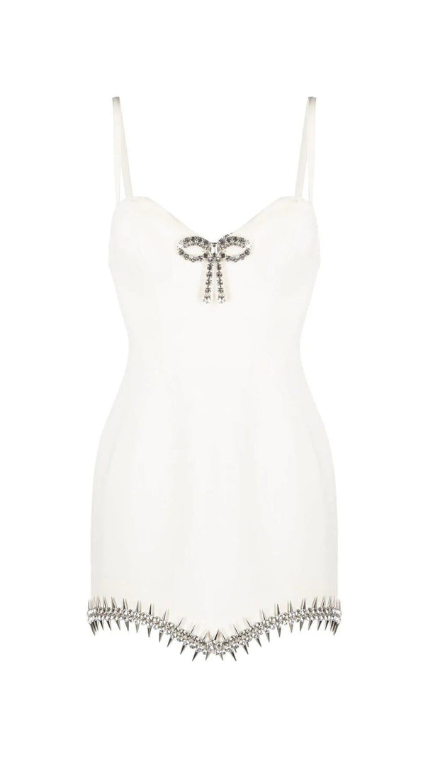 AIIZIE BANDAGE DIAMOND STRAPPY MINI DRESS IN WHITE - product image