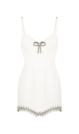 BANDAGE DIAMOND STRAPPY MINI DRESS IN WHITE