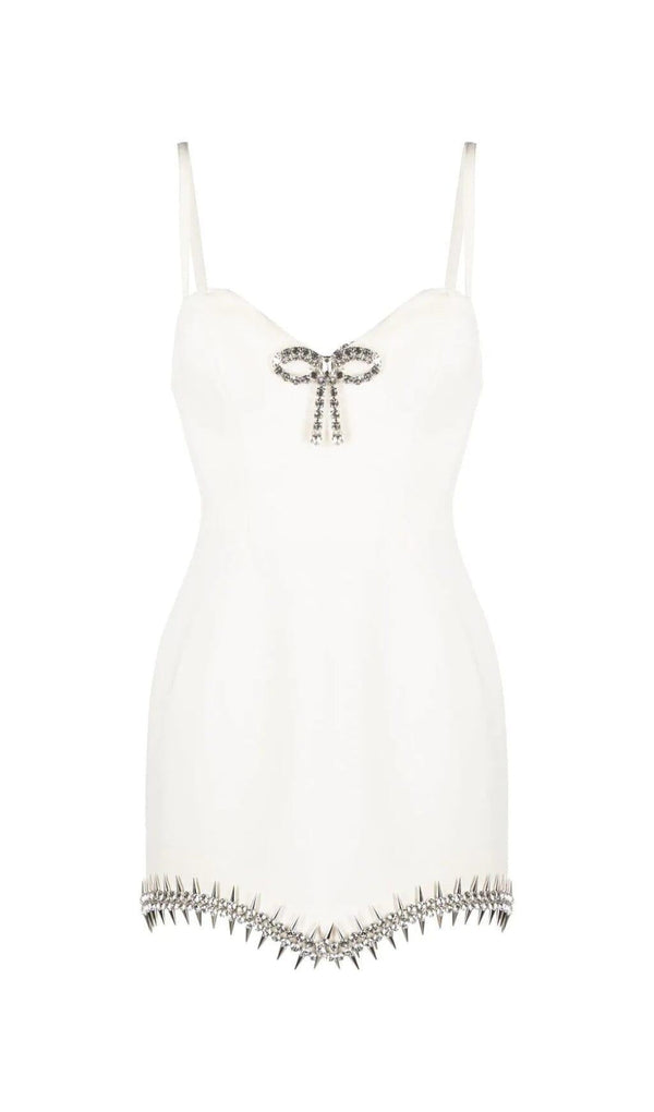 BANDAGE DIAMOND STRAPPY MINI DRESS IN WHITE