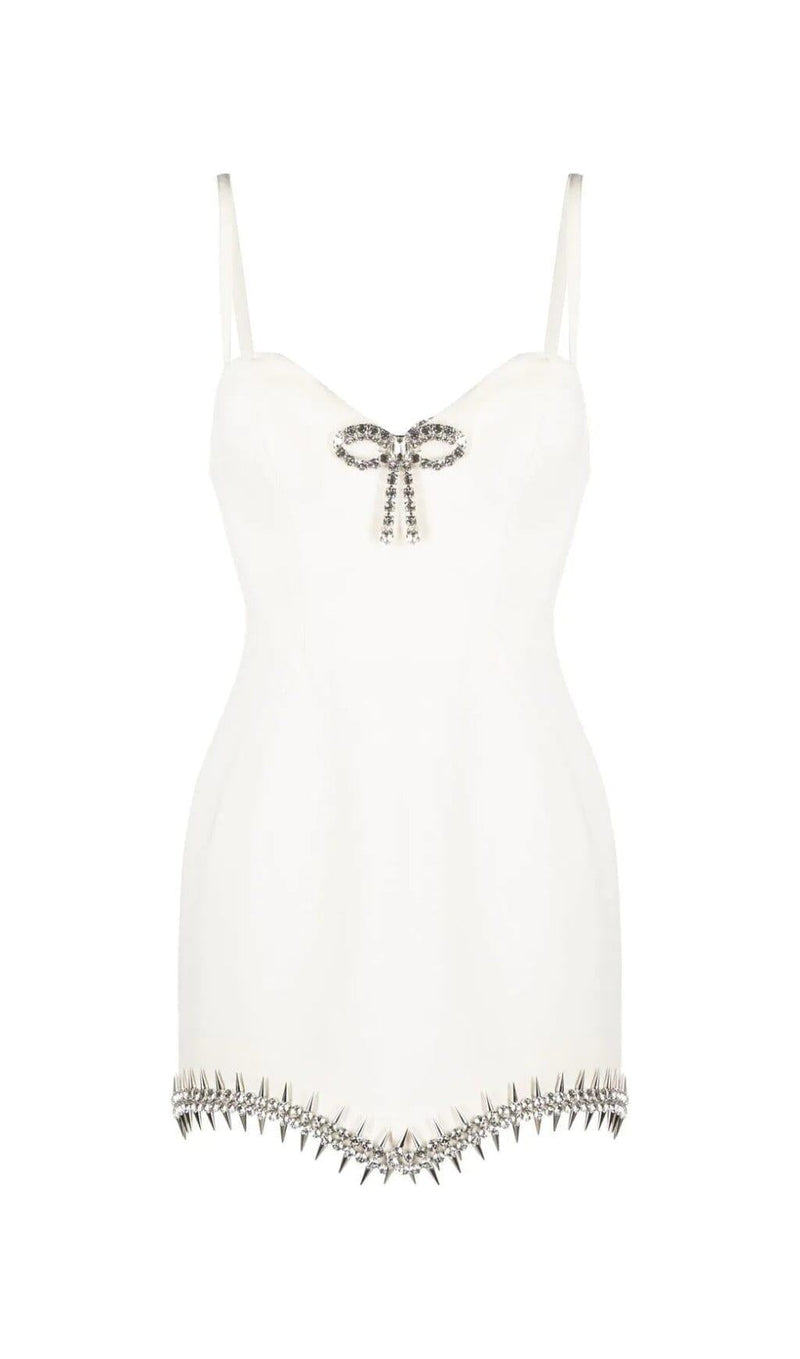 BANDAGE DIAMOND STRAPPY MINI DRESS IN WHITE