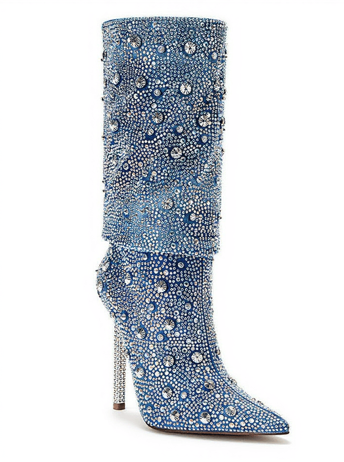 AIIZIE MIA RHINESTONE GLITTER DENIM BOOTS - product image