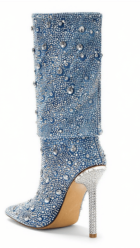 Mia Strass Glitzer Denim Stiefel
