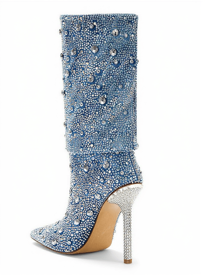 AIIZIE MIA RHINESTONE GLITTER DENIM BOOTS - product image
