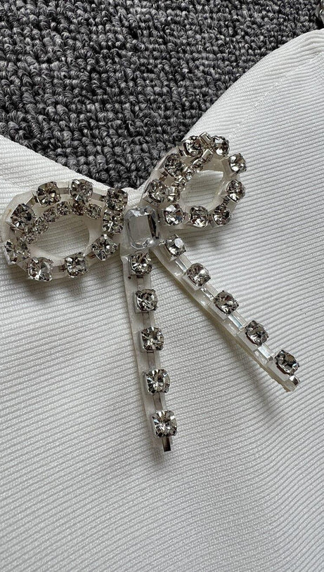 BANDAGE DIAMOND STRAPPY MINI DRESS IN WHITE