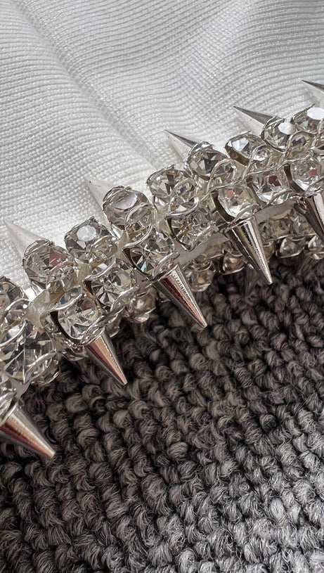 BANDAGE DIAMOND STRAPPY MINI DRESS IN WHITE