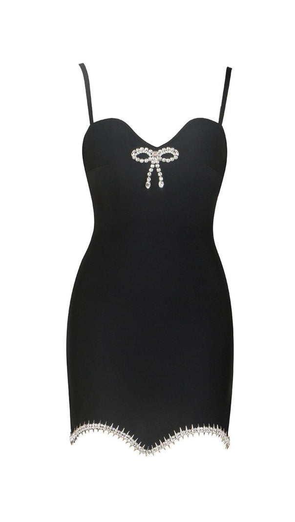 AIIZIE BANDAGE DIAMOND STRAPPY MINI DRESS IN BLACK - product image