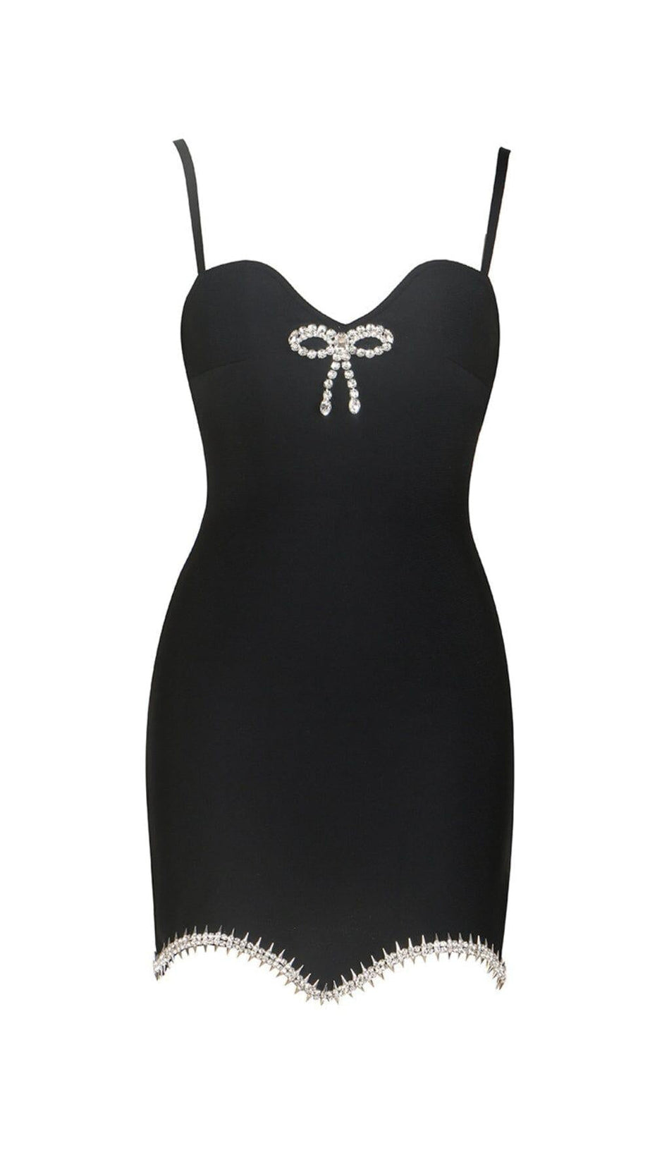 BANDAGE DIAMOND STRAPPY MINI DRESS IN BLACK