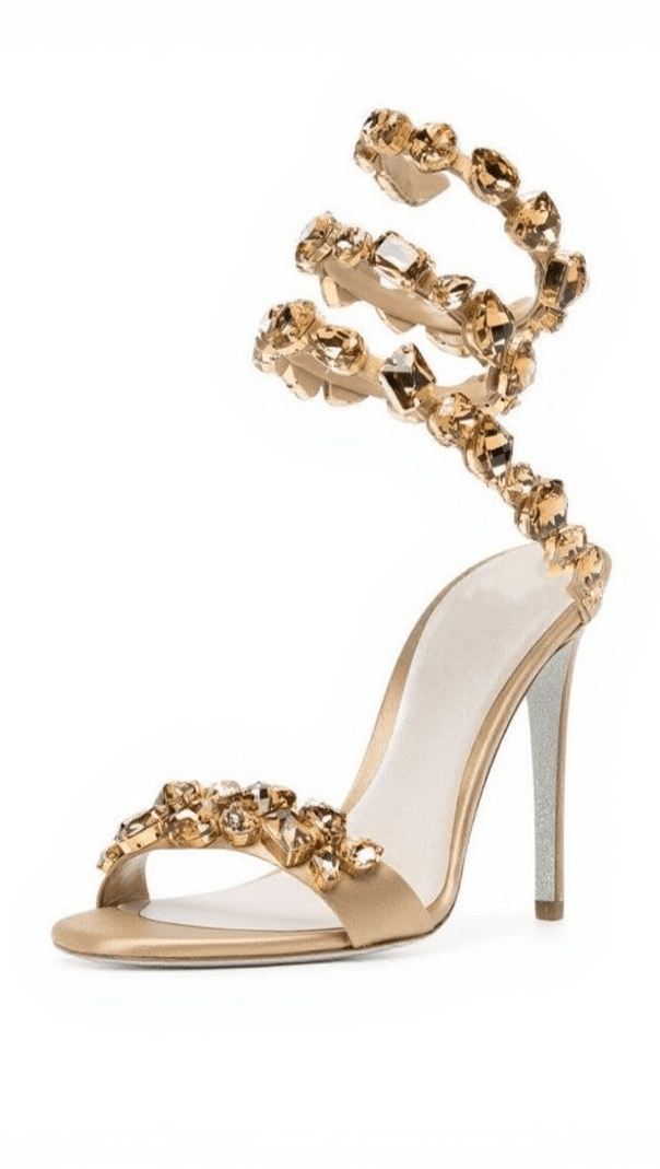 AIIZIE ELYRA SNAKE RHINESTONE SANDALS IN GOLD - product image
