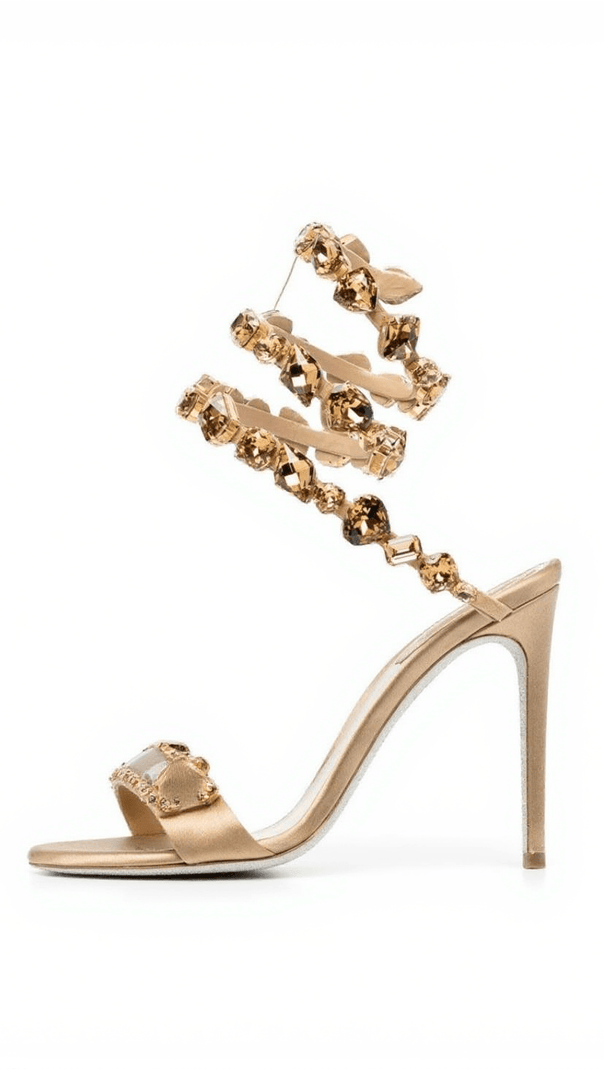 AIIZIE ELYRA SNAKE RHINESTONE SANDALS IN GOLD - product image
