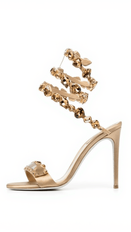 Elyra – Sandalen mit Schlangenmuster und Strasssteinen in Gold